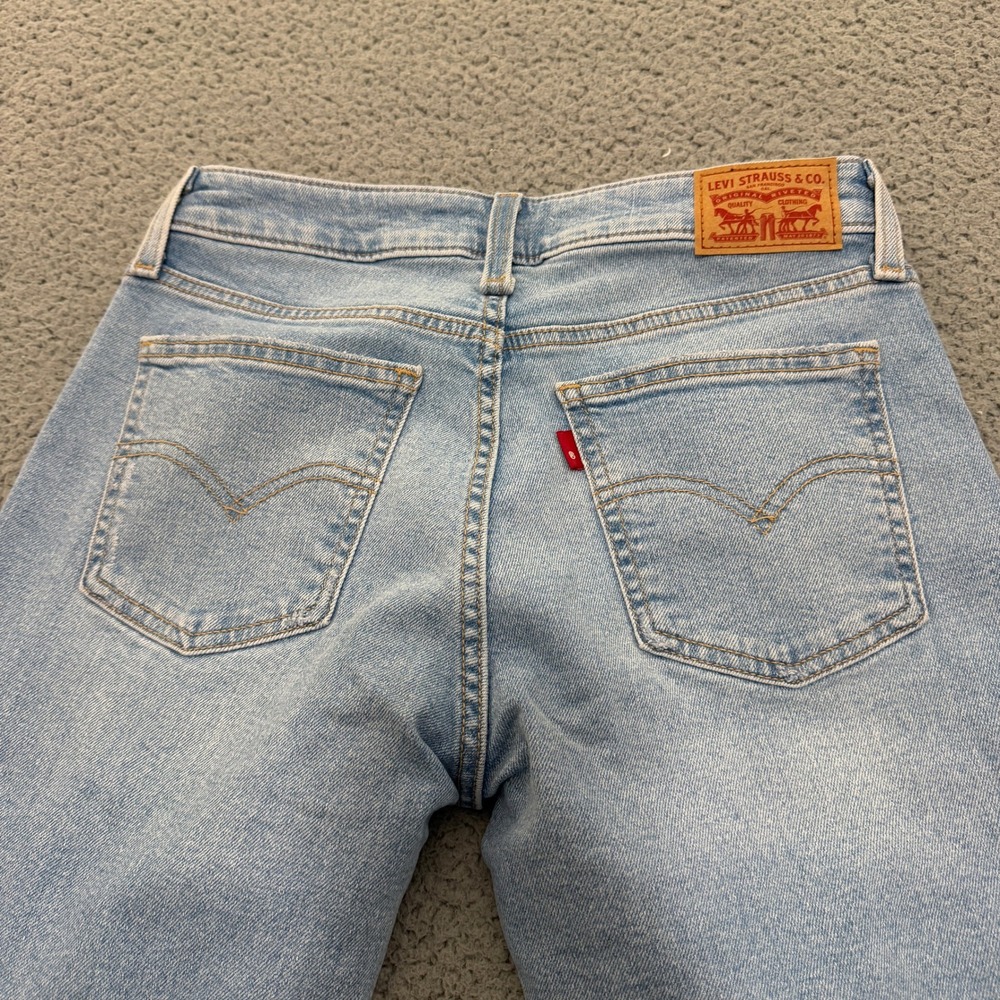Levis Superlow Boot Jeans Womens 27 Light Wash Distressed Ripped - Picture 3 of 13